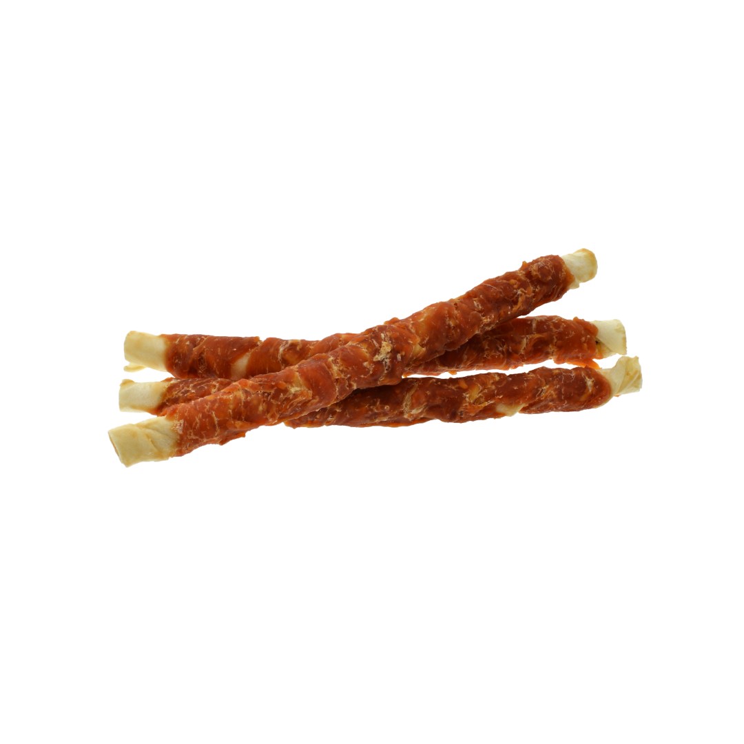 Rawhide stick met kip24cm Bulk