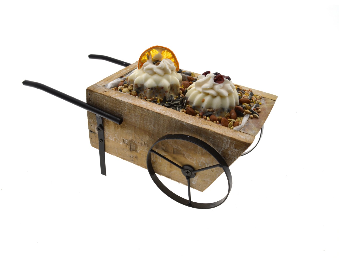 Vogeltaart in kruiwagen